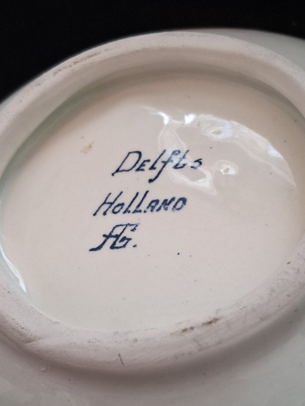 Vintage (1960s-1970s) Delft Hand Painted Handled Bonbon Dish With Windmill Scene - Picture 6 of 8